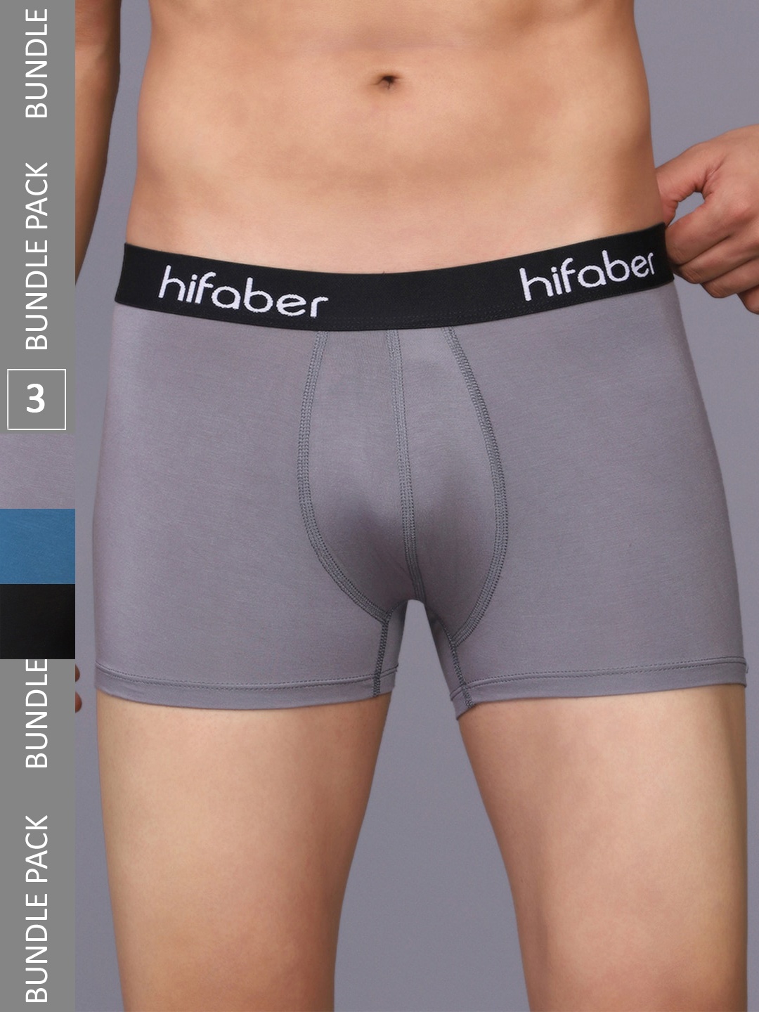 

Hifaber Men Pack Of 3 Anti-Bacterial Trunks H0687 + H0685 + H0683_S, Turquoise blue