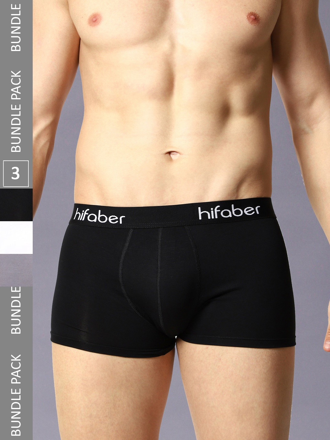 

Hifaber Men Pack Of 3 Anti-Bacterial Trunks H0683 + H0684 + H0685_S, Black