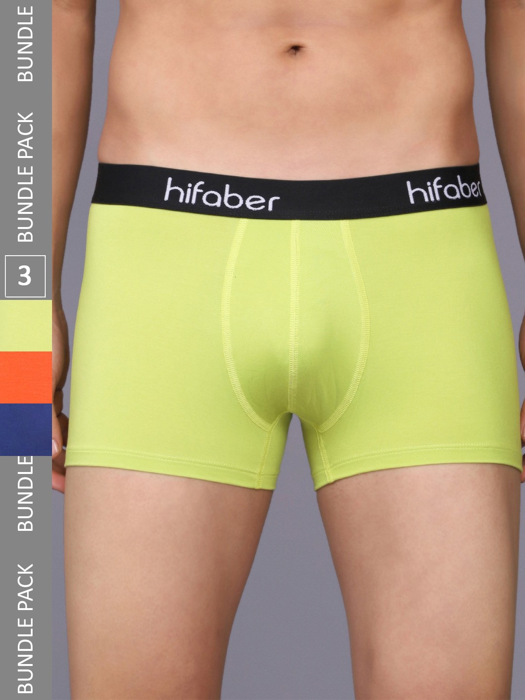 

Hifaber Men Pack Of 3 Anti-Bacterial Trunks H0690 + H0689 + H0686_S, Fluorescent green