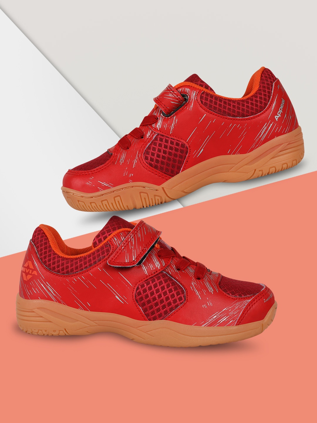 

NIVIA Unisex Kids Badminton Non-Marking Shoes, Red