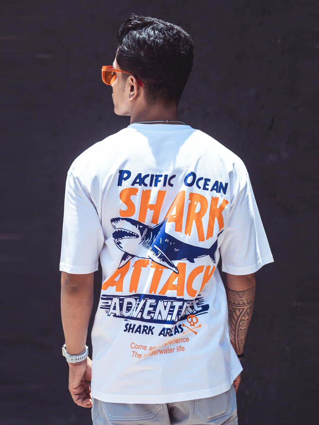 

Powerlook Typography Printed Extended Sleeves Oversized Cotton T-Shirt, White