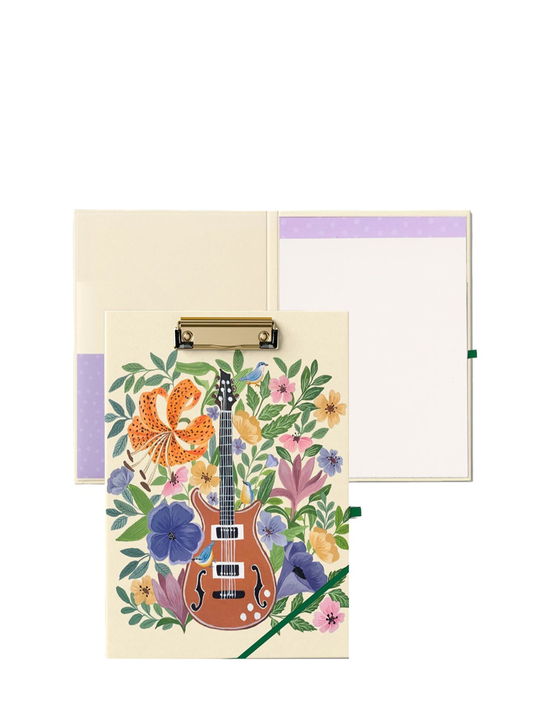 

happywagon Blossom Strings Printed Clipfolio With Notepad, Green