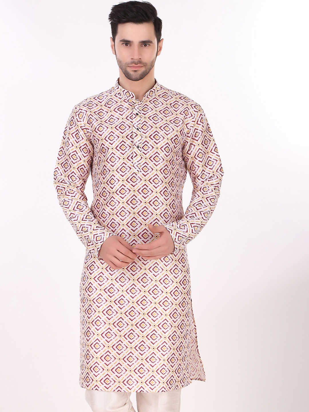 

Koshin Ethnic Motifs Printed Regular Kurta With Pyjamas, White