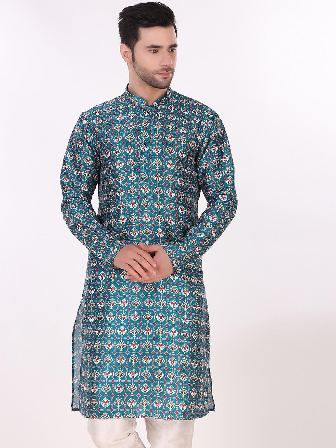 

Koshin Ethnic Motifs Printed Regular Kurta with Pyjamas, Blue