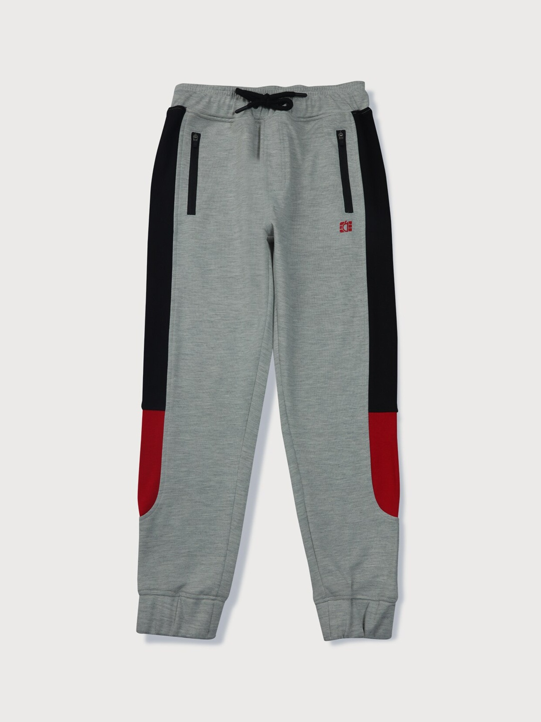 

Gini and Jony Boys Mid-Rise Elasticated Cotton Track Pants, Grey melange