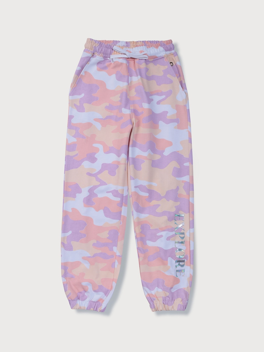 

Gini and Jony Girls Printed Cotton Elasticated Joggers, Pink
