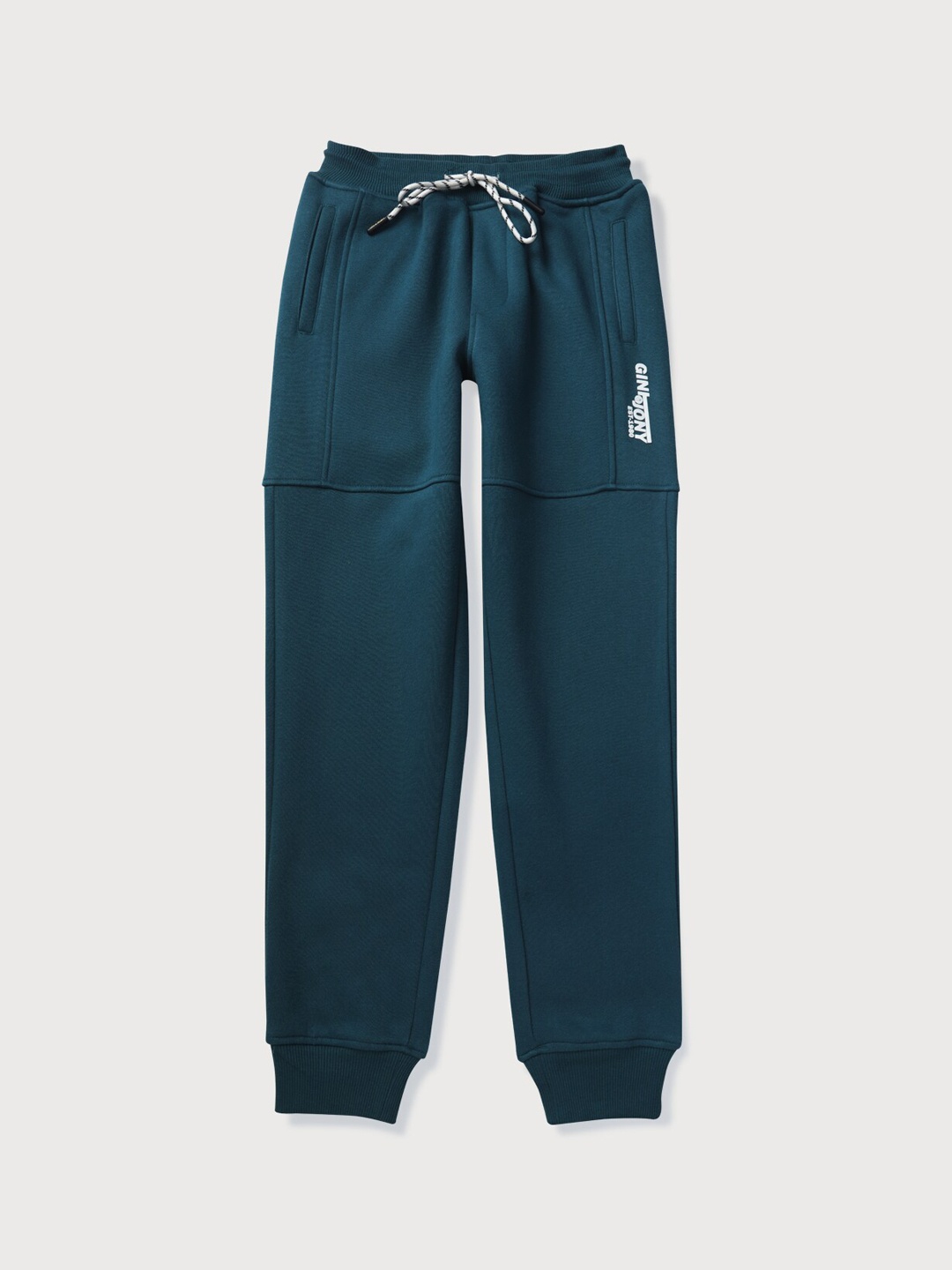 

Gini and Jony Boys Regular-Fit Cotton Elasticated Joggers, Teal