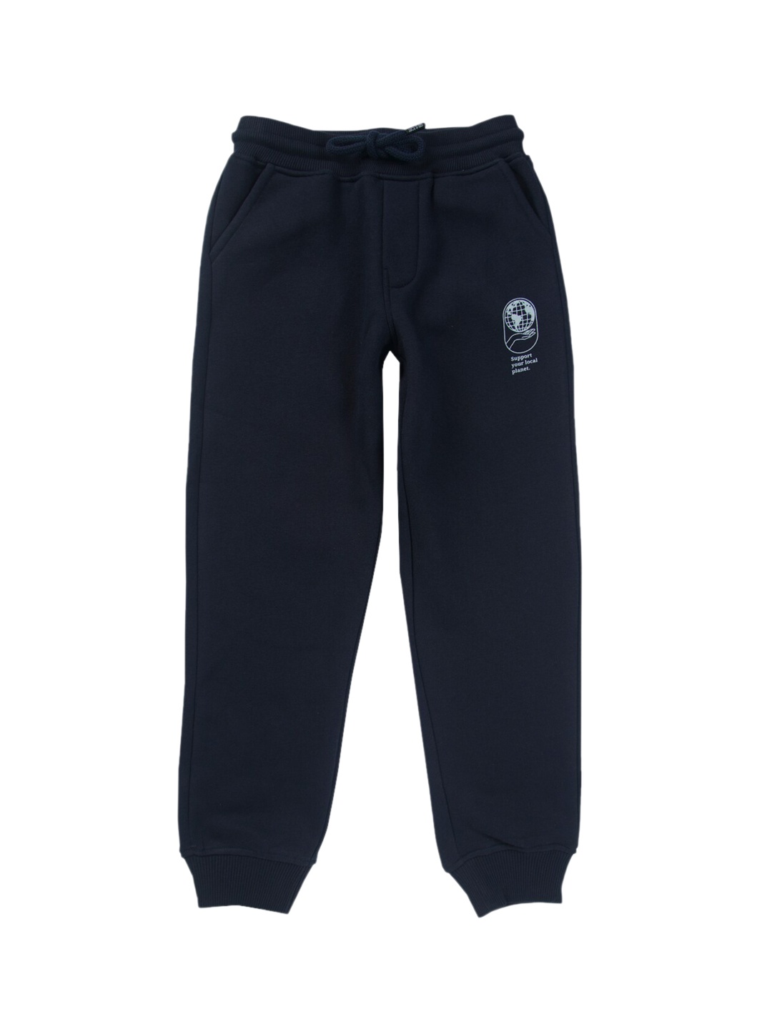 

Gini and Jony Boys Printed Detail Regular Fit Mid-Rise Cotton Joggers, Navy blue