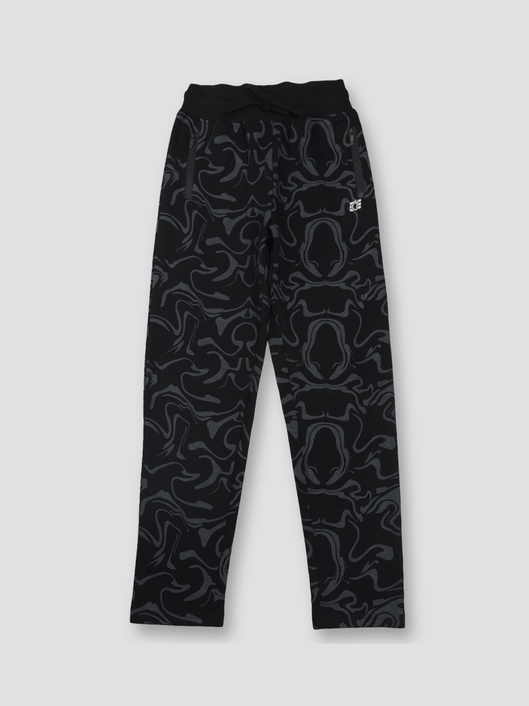 

Gini and Jony Boys Printed Cotton Track Pants, Black