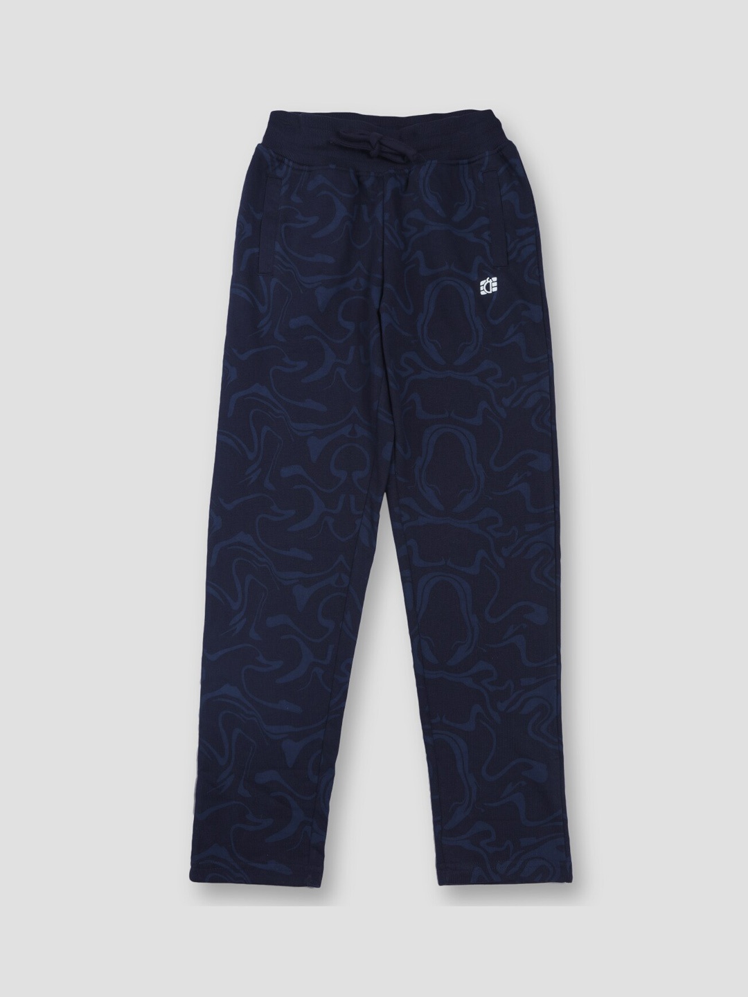 

Gini and Jony Boys Printed Cotton Track Pants, Navy blue