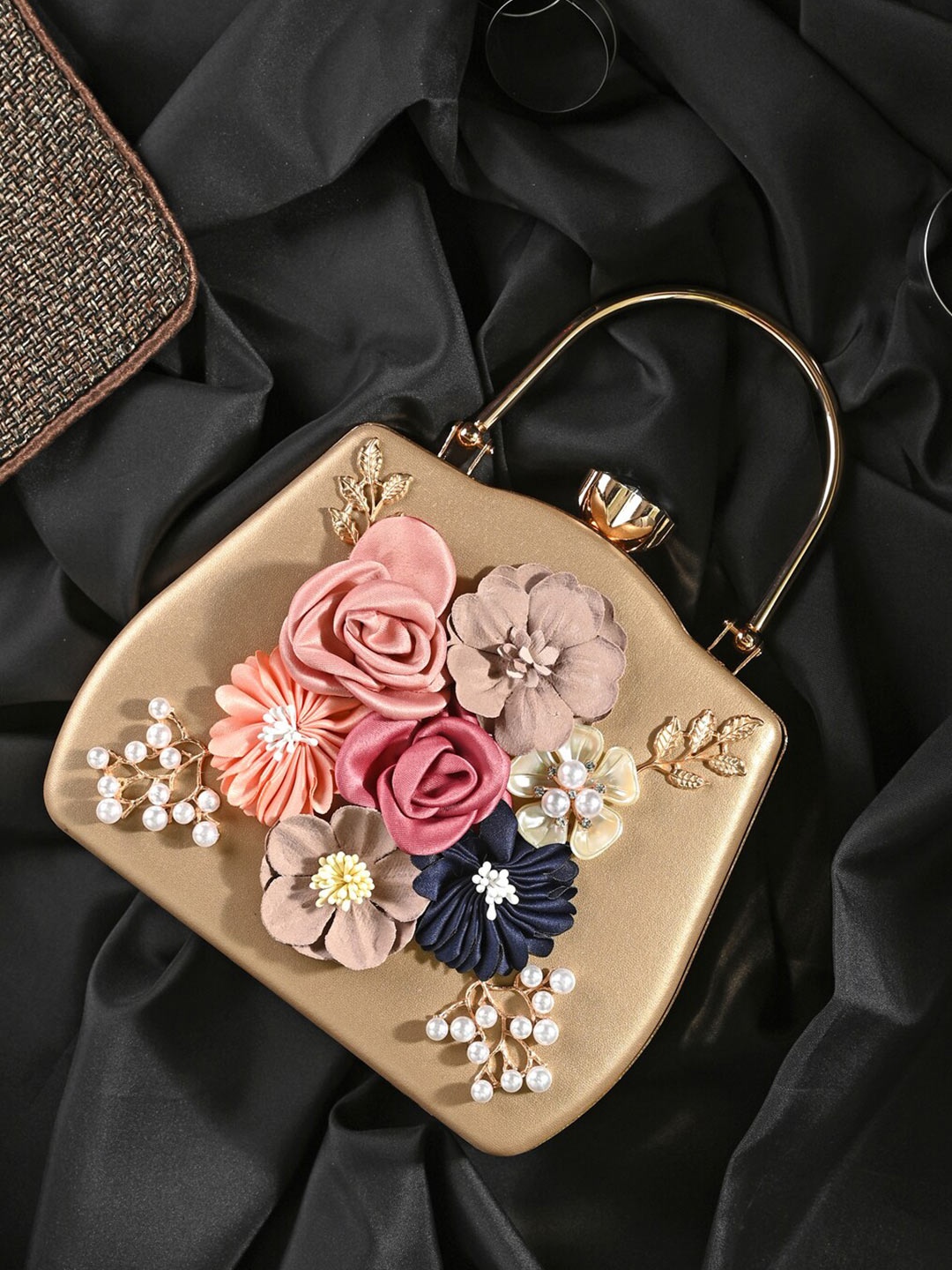 

Toobacraft Embellished Box Clutch, Gold