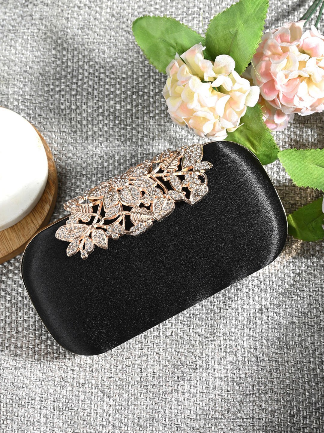 

Toobacraft Embellished Box Clutch, Black