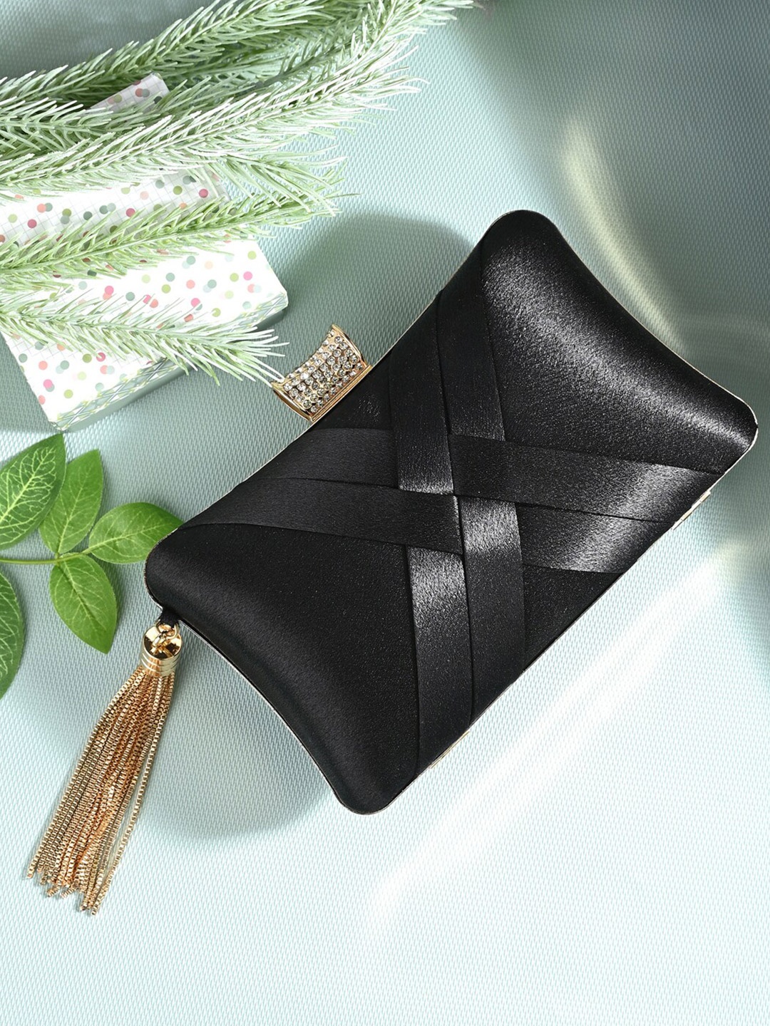 

Toobacraft Textured Box Clutch, Black
