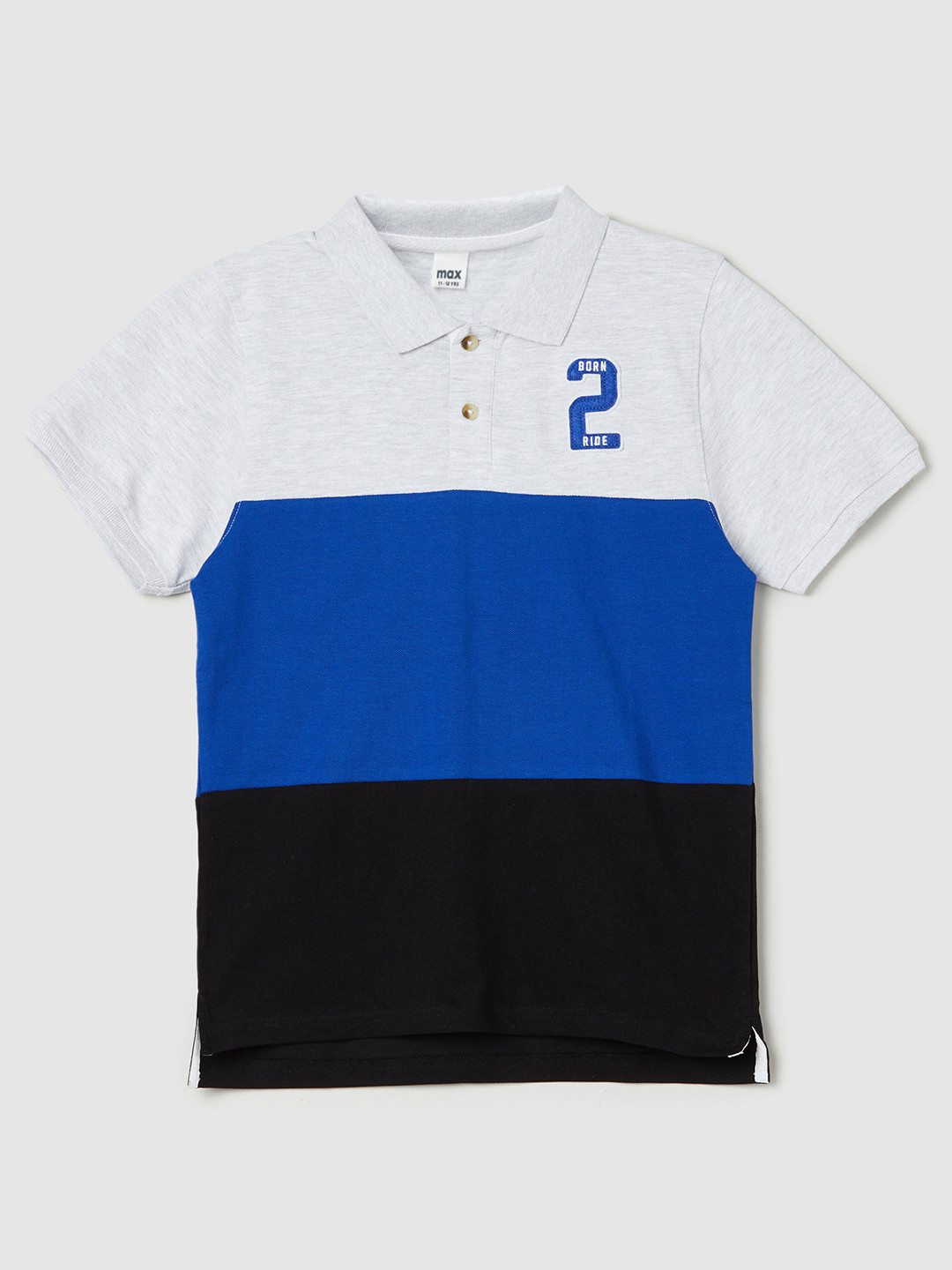 

max Boys Colourblocked Polo Collar T-shirt, Blue