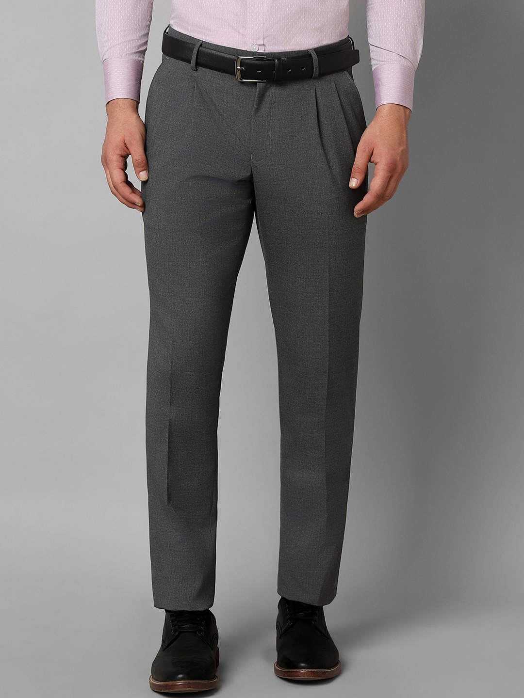 

Louis Philippe Men Mid-Rise Pleated Formal Trousers, Grey