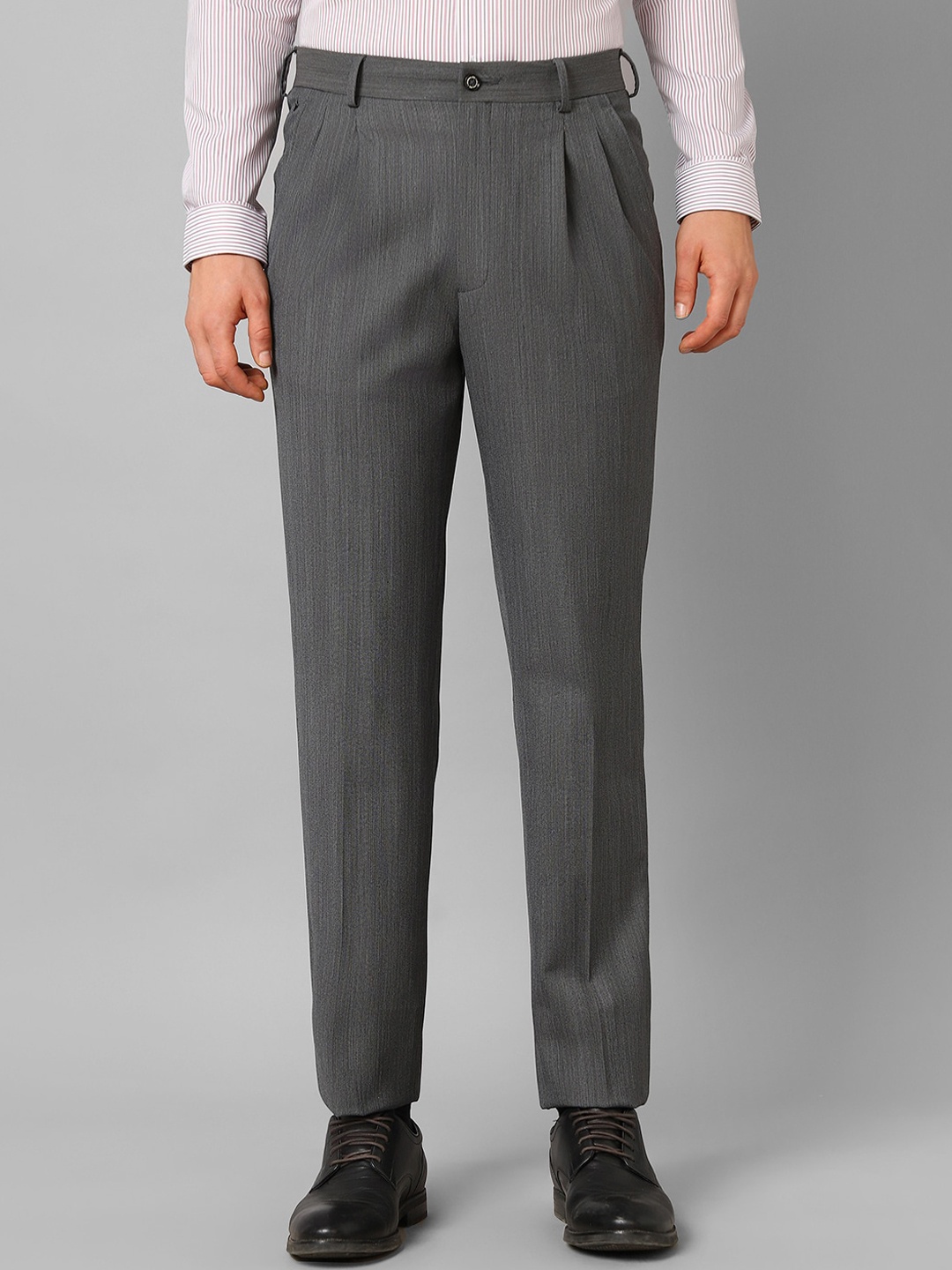 

Louis Philippe Men Mid-Rise Pleated Formal Trousers, Grey