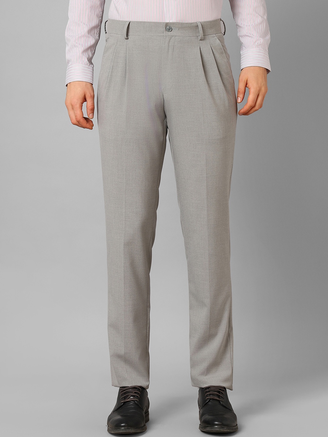 

Louis Philippe Men Pleated Formal Trousers, Grey