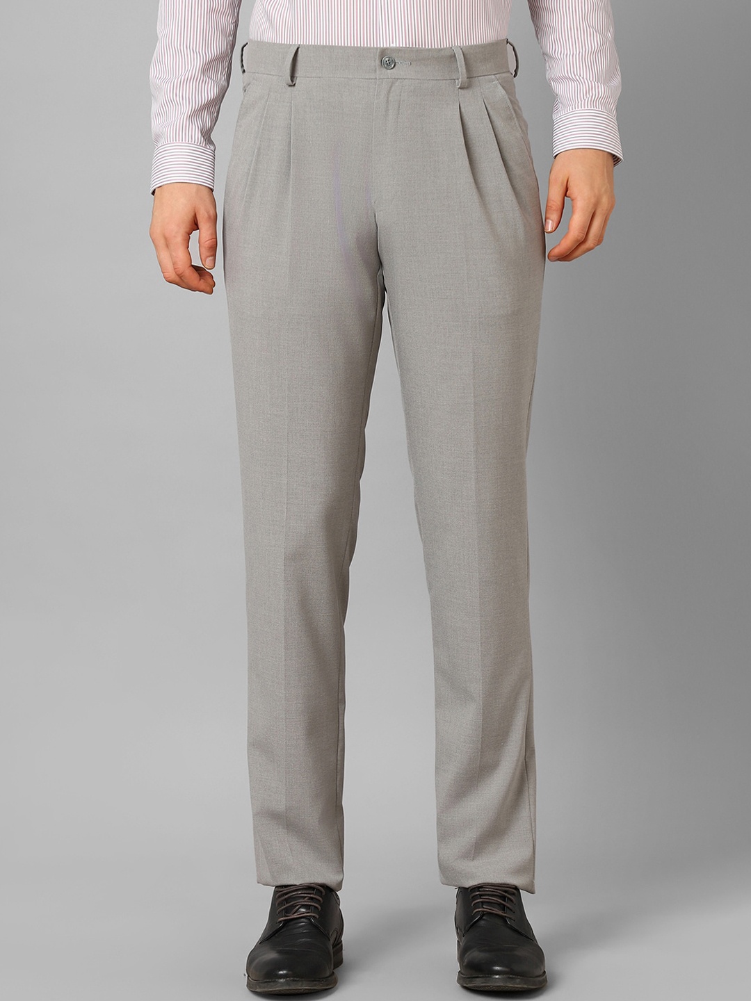 

Louis Philippe Men Pleated Formal Trousers, Grey