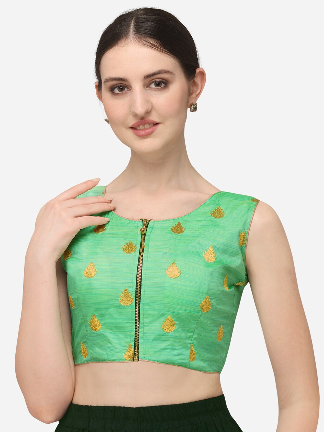 

Fab Dadu Woven Design Saree Blouse, Sea green