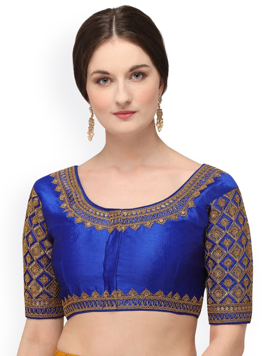 

Fab Dadu Embroidered Silk Saree Blouse, Blue