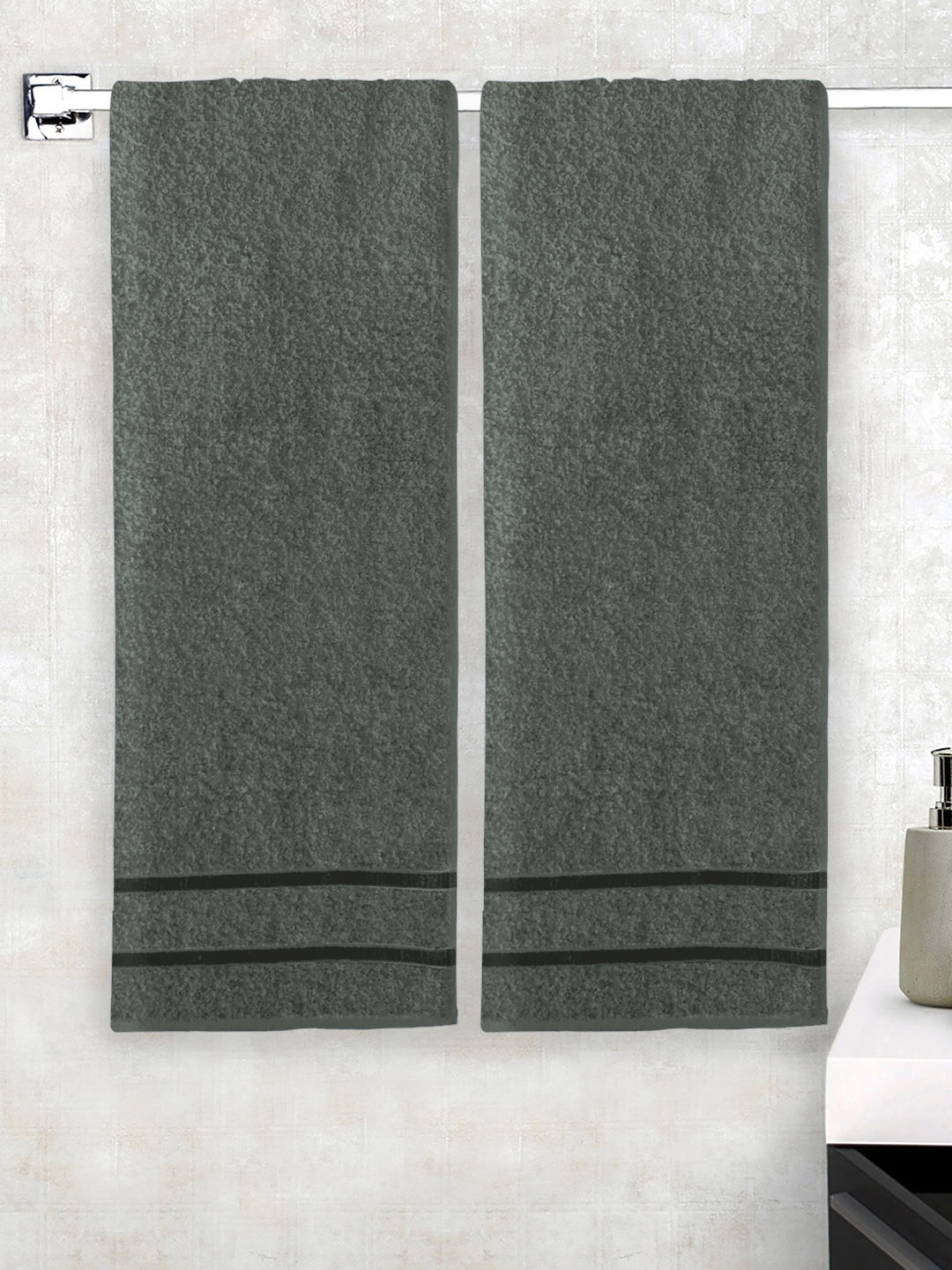 

Story@home Grey 100% Cotton Bath Towel -set of 2