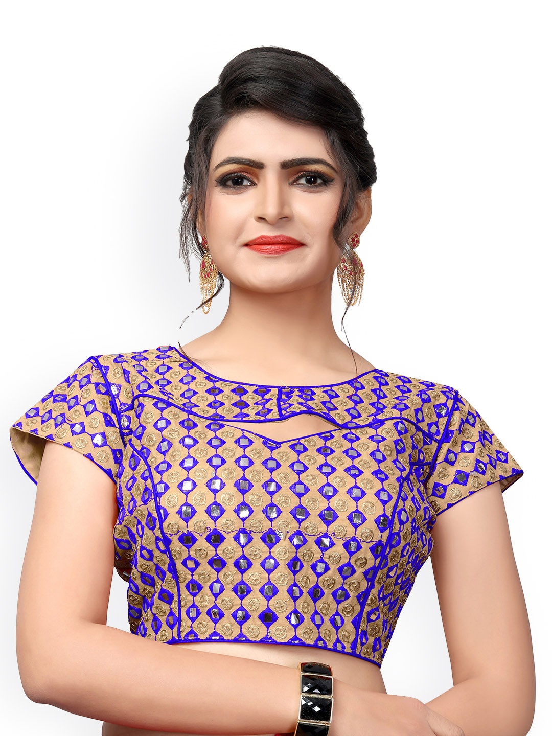 

Fab Dadu Embroidered Silk Saree Blouse, Blue