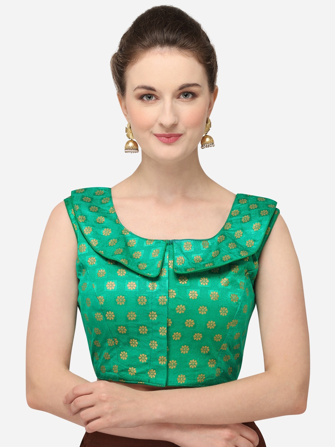 

Fab Dadu Woven Design Saree Blouse, Green