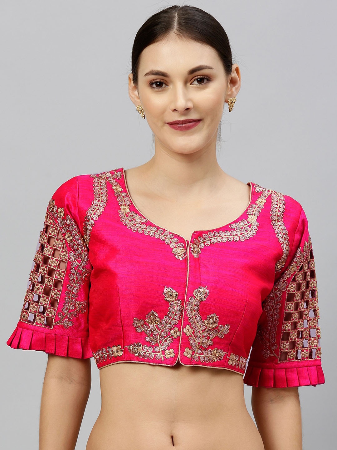 

Fab Dadu Embroidered Phantom Silk Saree Blouse, Pink