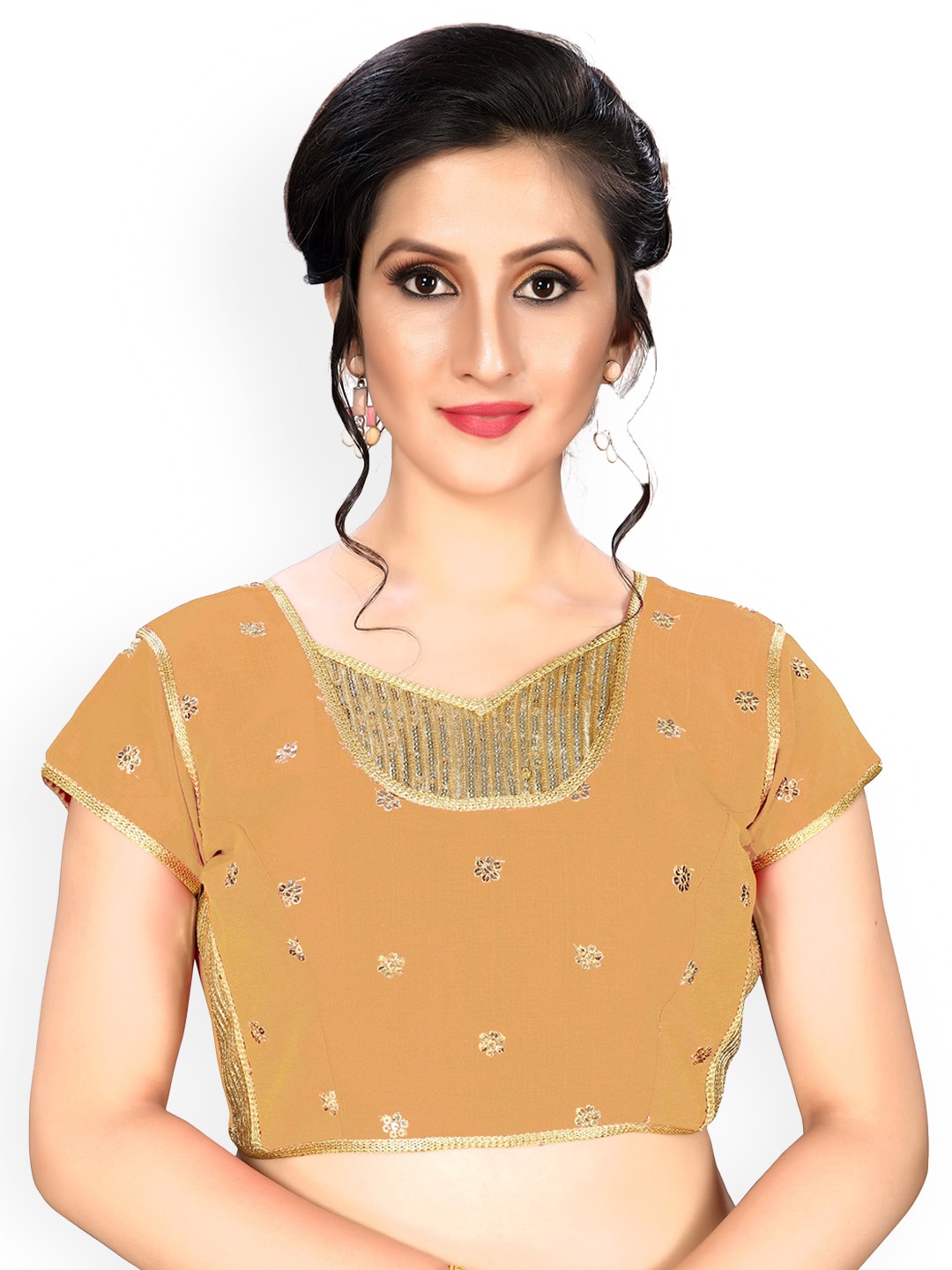 

Fab Dadu Sequinned Embroidered Saree Blouse, Yellow