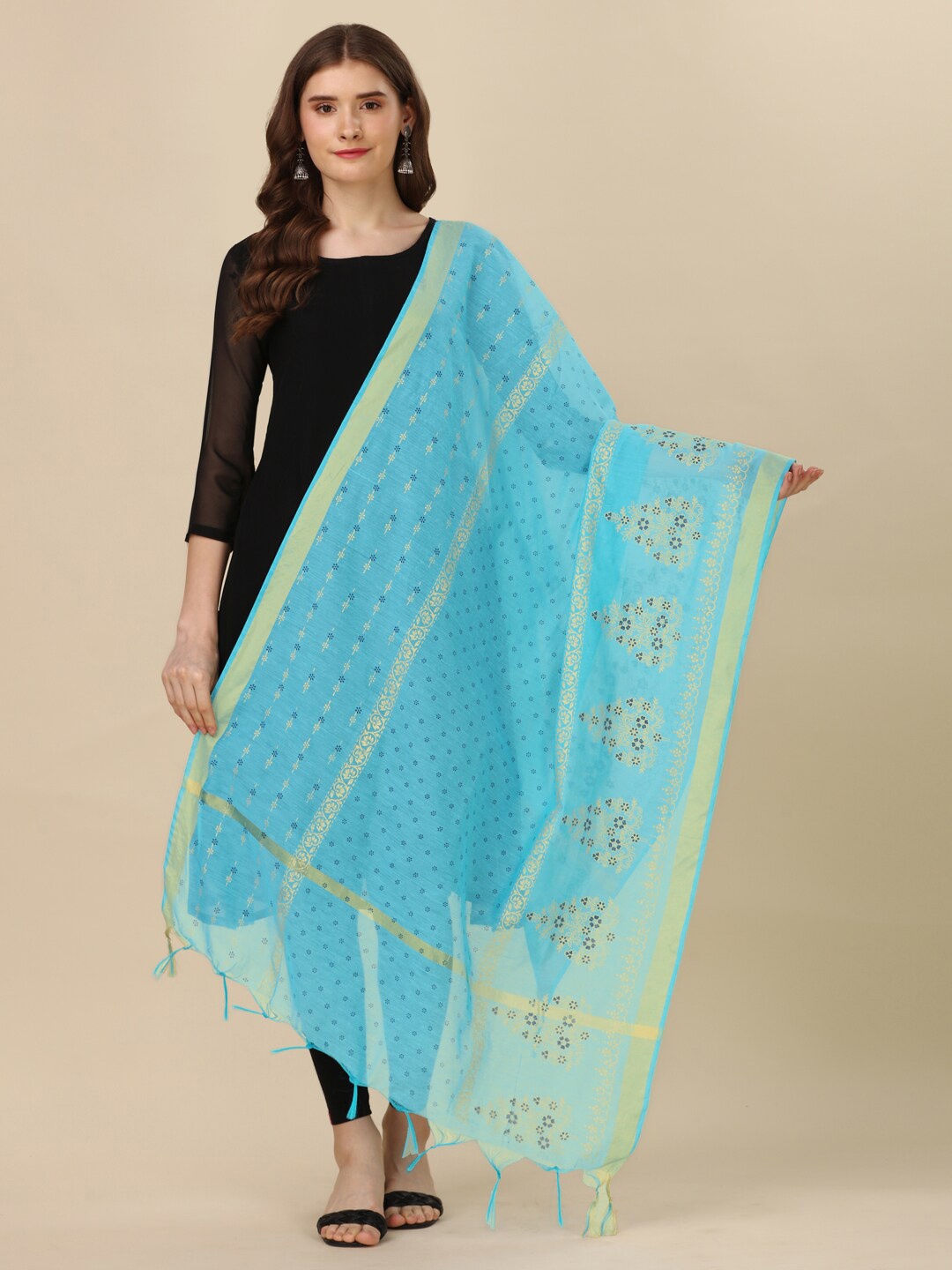

ORUS Ethnic Motifs Printed Dupatta, Turquoise blue