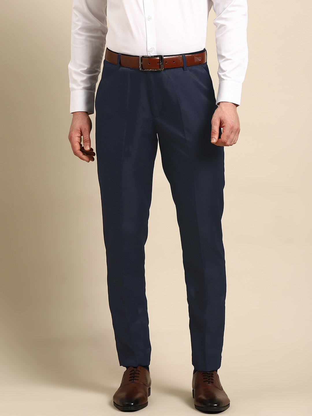 

DENNISON Men Smart Formal Trousers, Navy blue