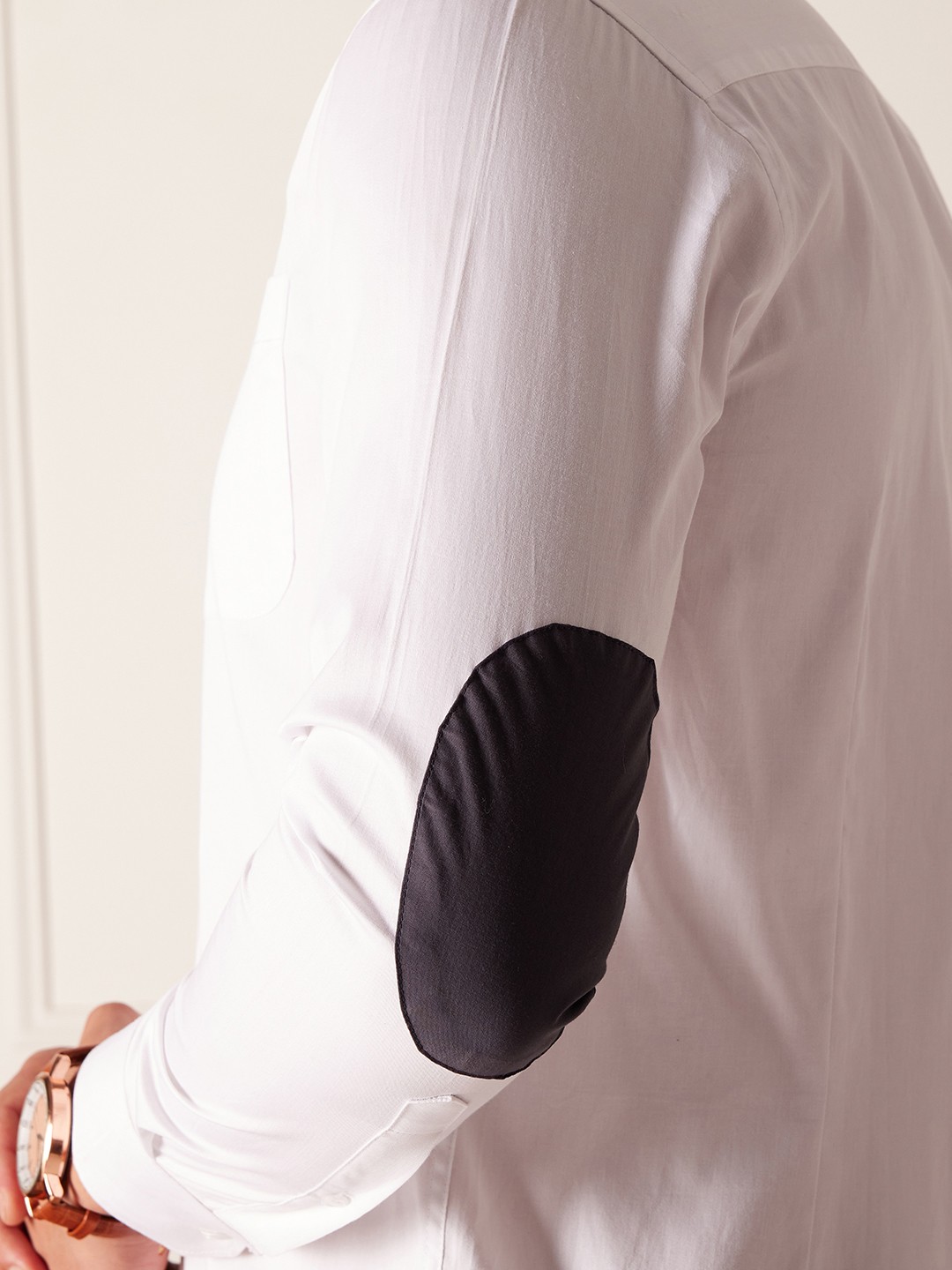 

DENNISON Elbow Patch Smart Slim Fit Opaque Formal Shirt, White