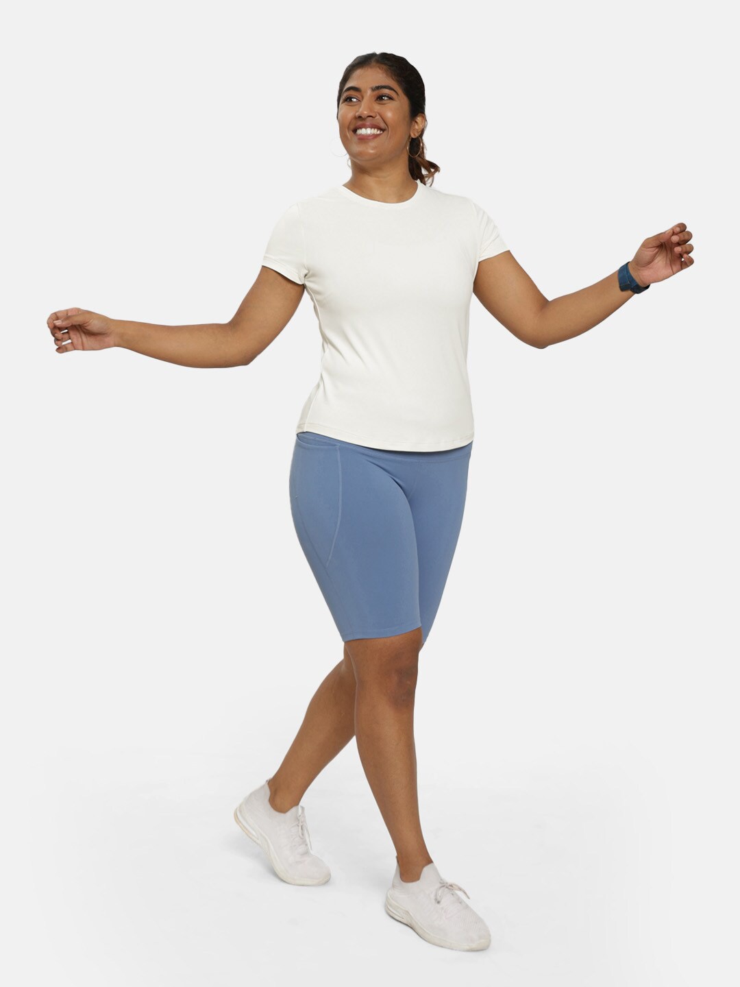 

Blissclub Round Neck Half Sleeve Flex Sports T-shirt, White