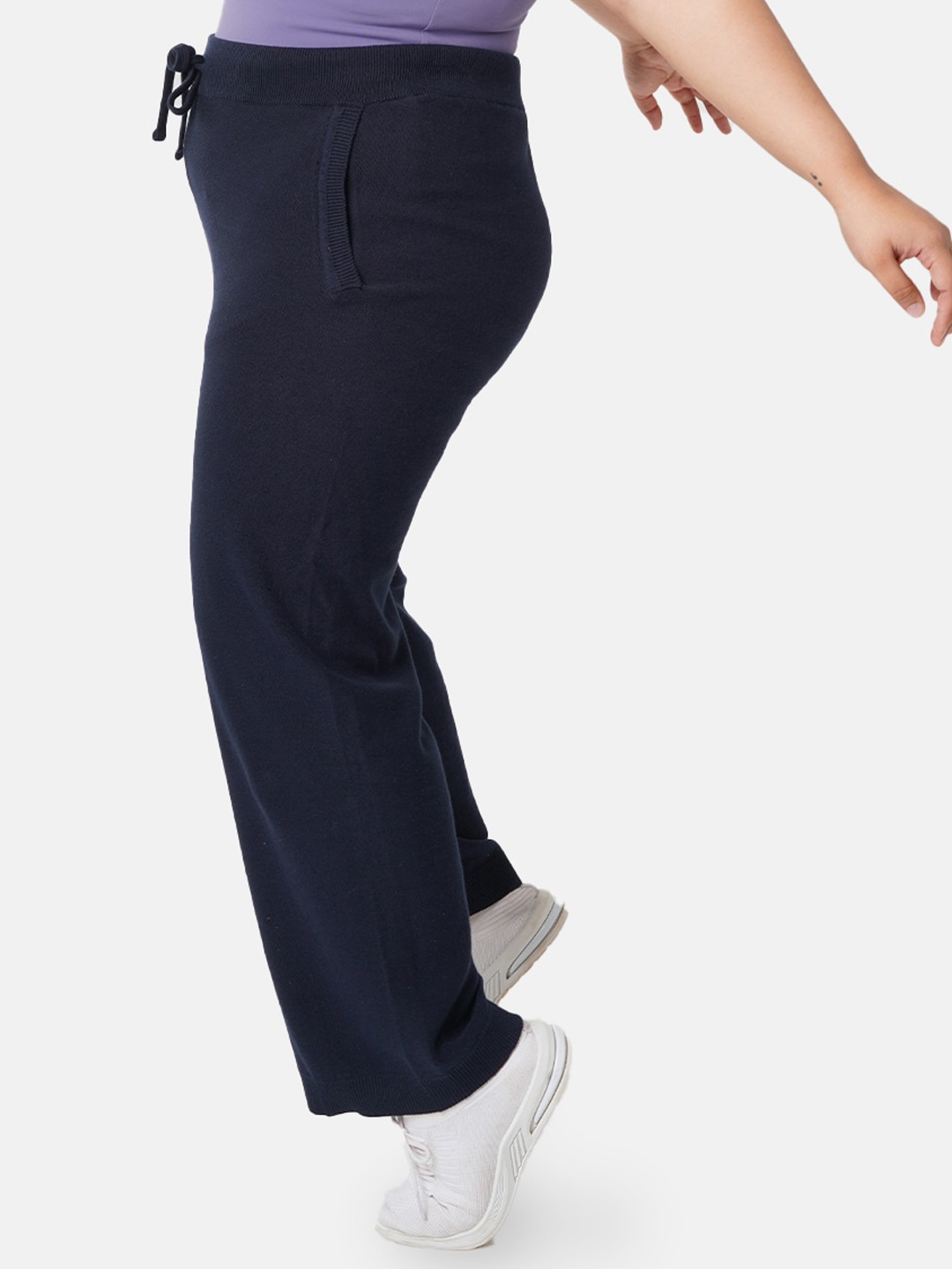 

Blissclub Women Straight Fit Mid-Rise Pure Cotton Trackpants, Navy blue