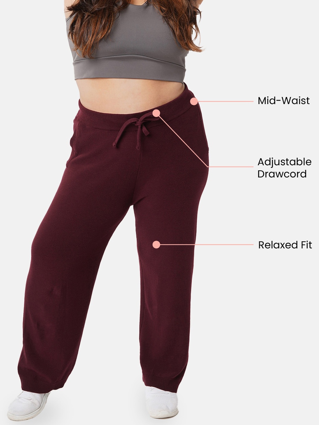 

Blissclub Women Cotton Straight Fit Track Pants, Burgundy