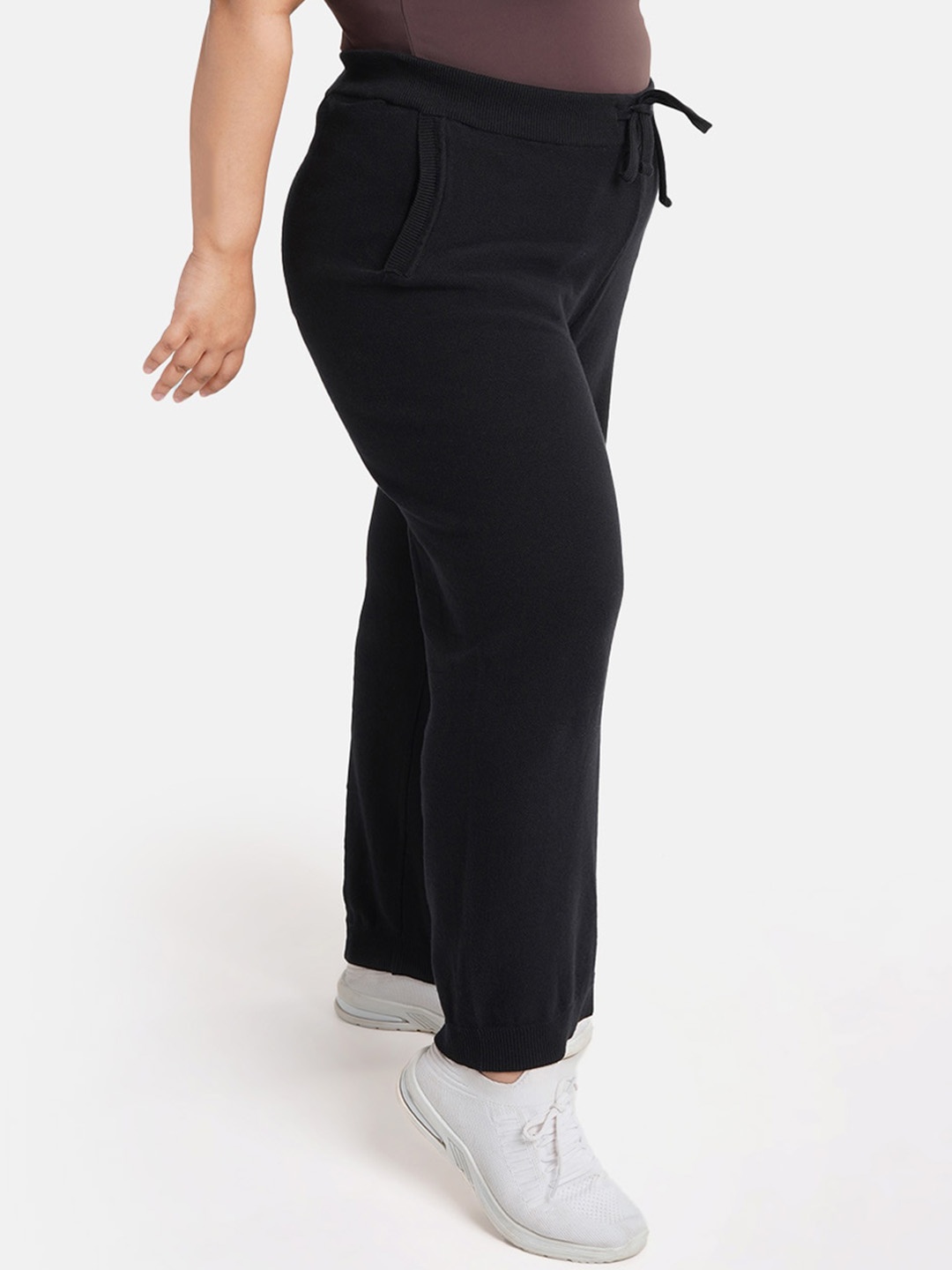 

Blissclub Women Cotton Straight Track Pants, Black