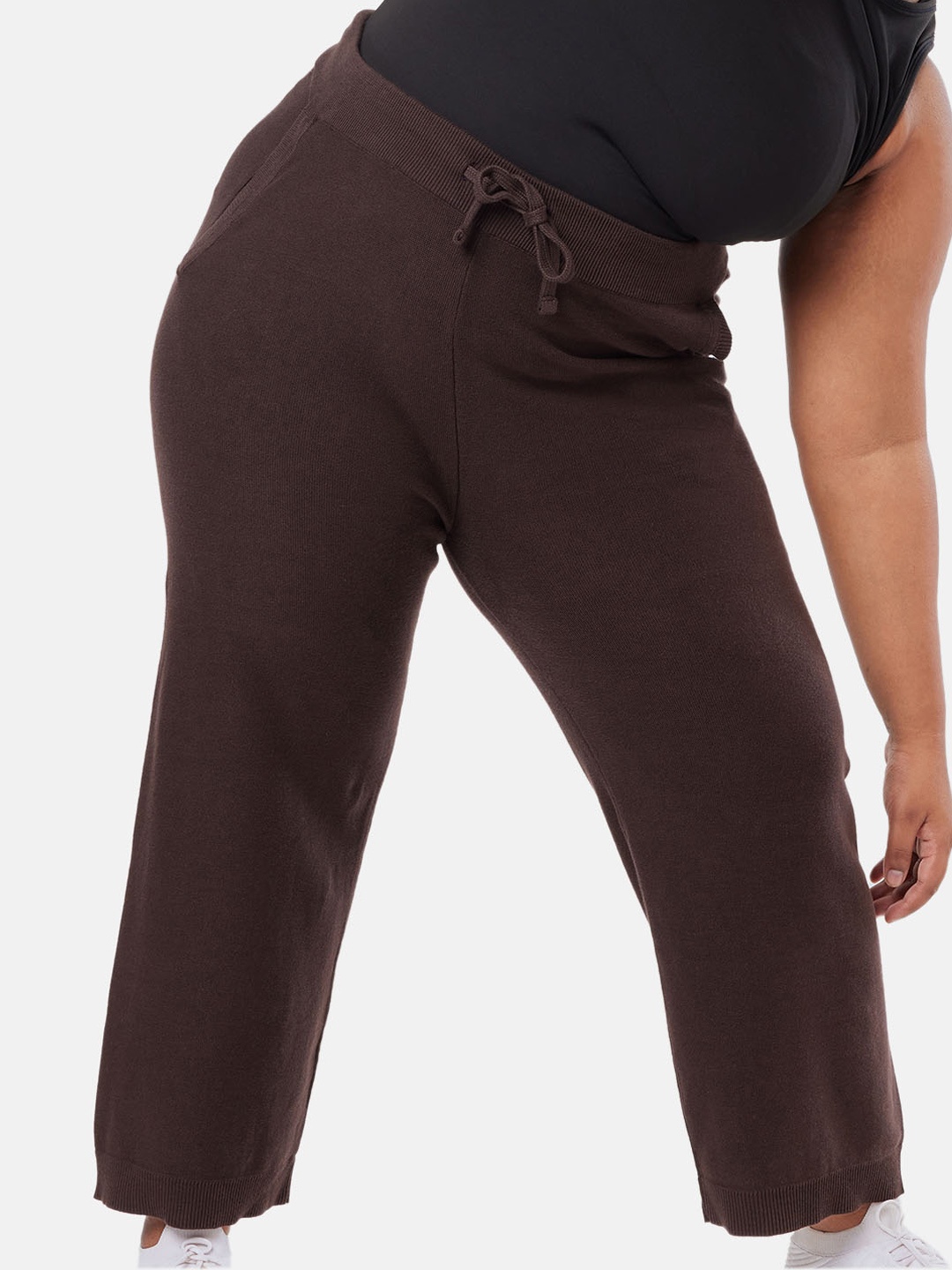 

Blissclub Women Mid-Rise Relaxed Fit Pure Cotton Tack Pants, Brown