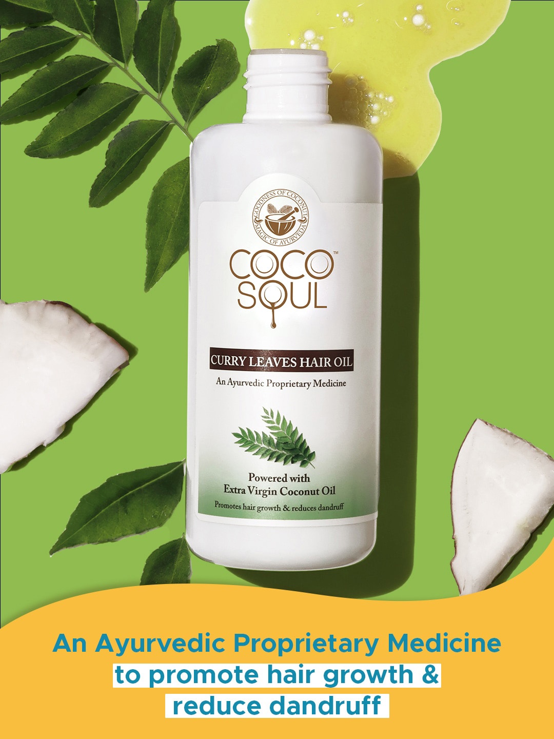 

Coco Soul Curry Leaves Hair Oil for Dandruff Control with Extra Virgin Coconut Oil 200ml, White