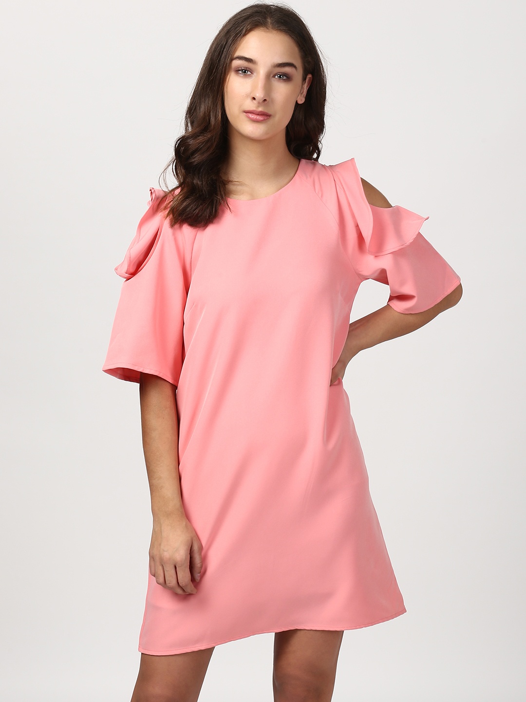 

Harpa Women Pink Solid A-Line Dress