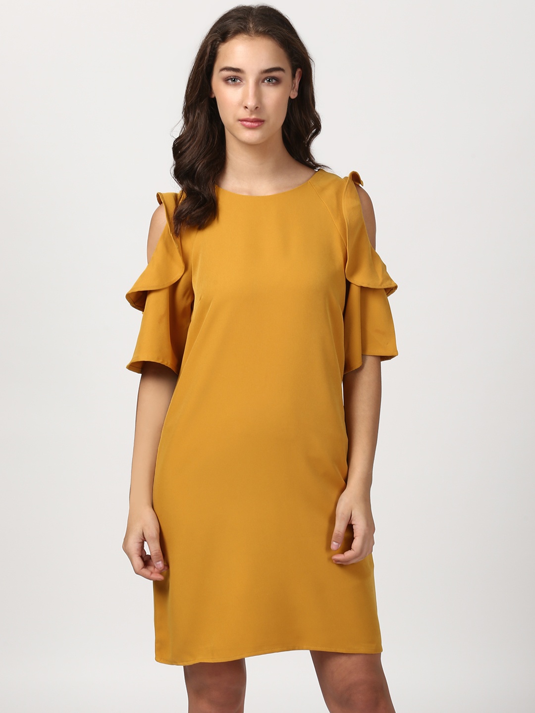 

Harpa Women Mustard Solid A-Line Dress