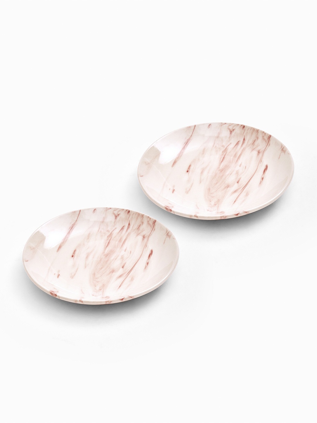 

The Label Life Beige & White 2 Pieces Marble Printed Ceramic Glossy Plates