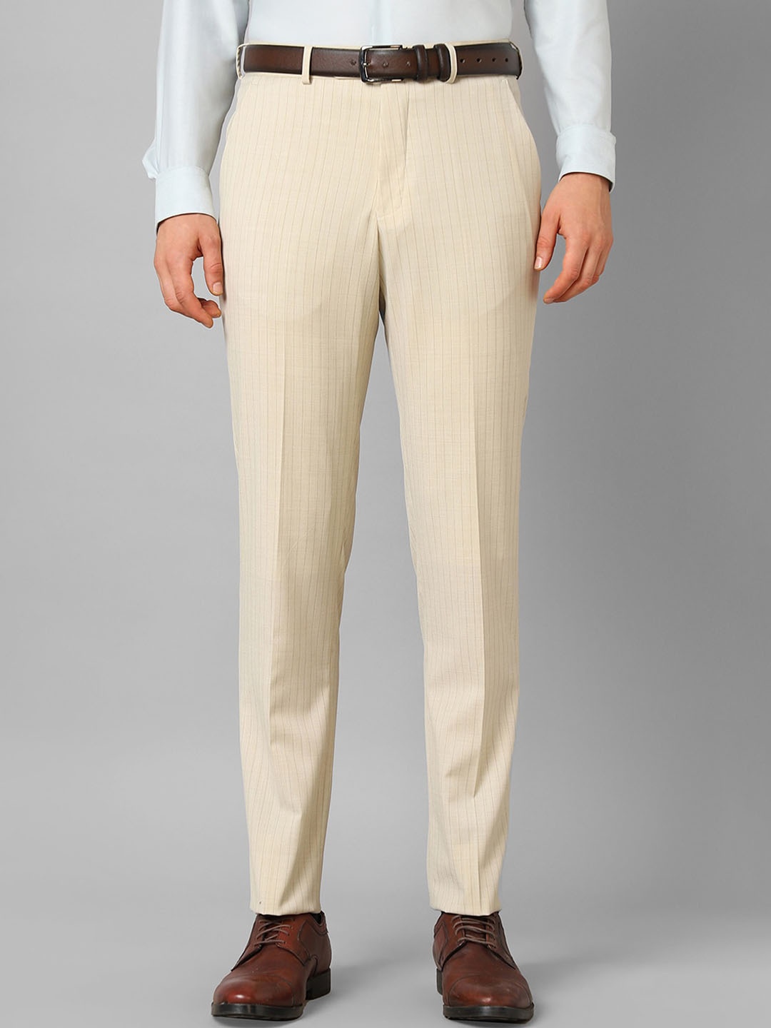 

Luxure by Louis Philippe Men Mid-Rise Slim Fit Formal Trousers, Cream