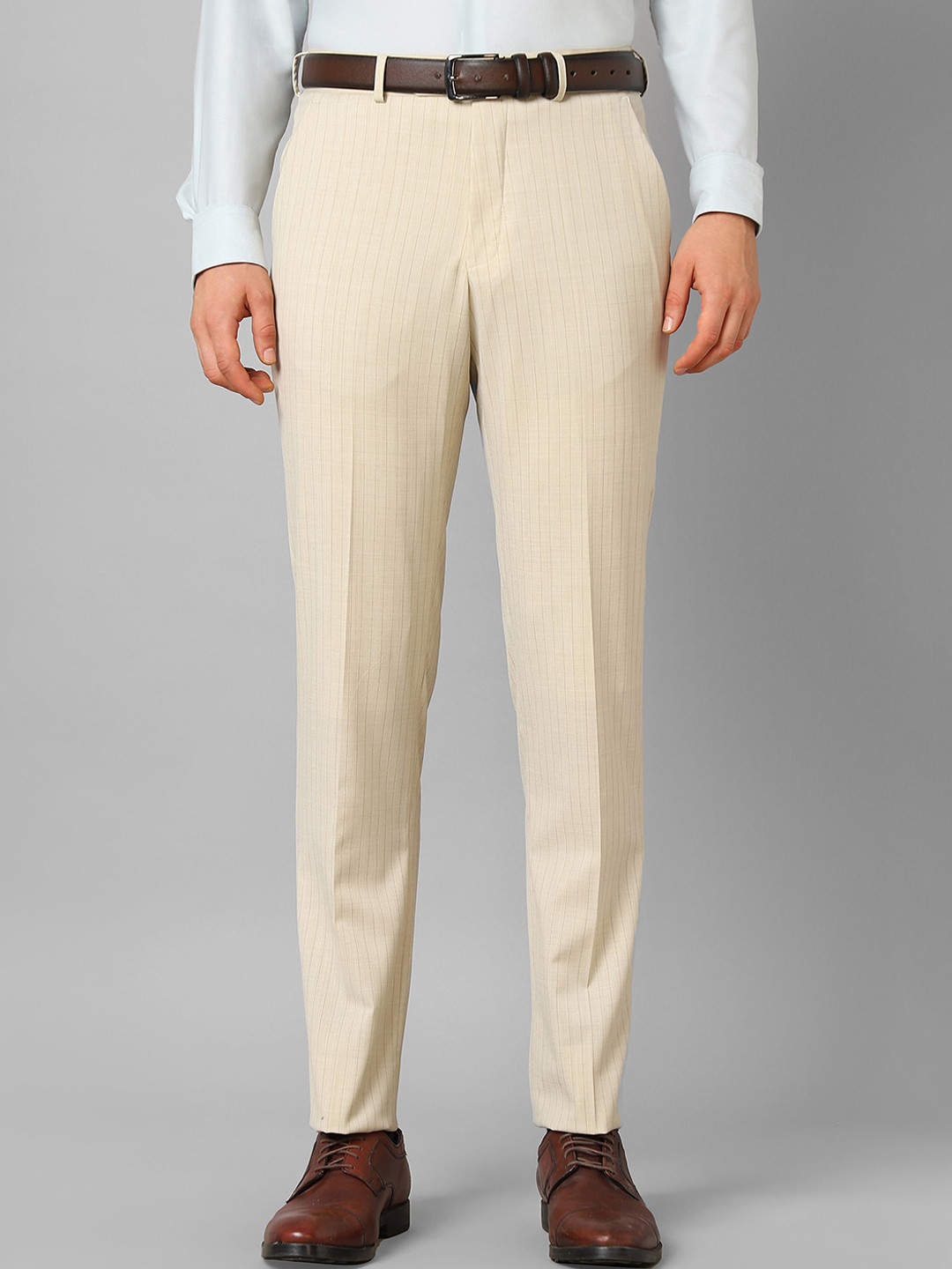 

Luxure by Louis Philippe Men Mid-Rise Slim Fit Formal Trousers, Cream