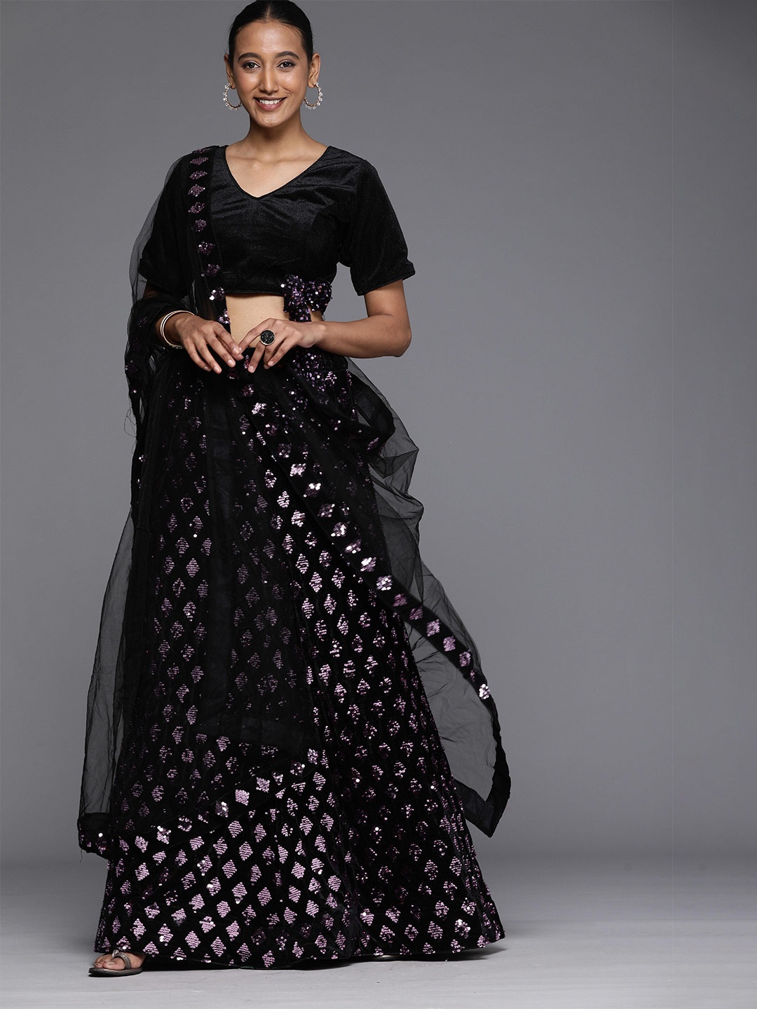 

Sangria Black Sequined Embellished Lehenga Choli
