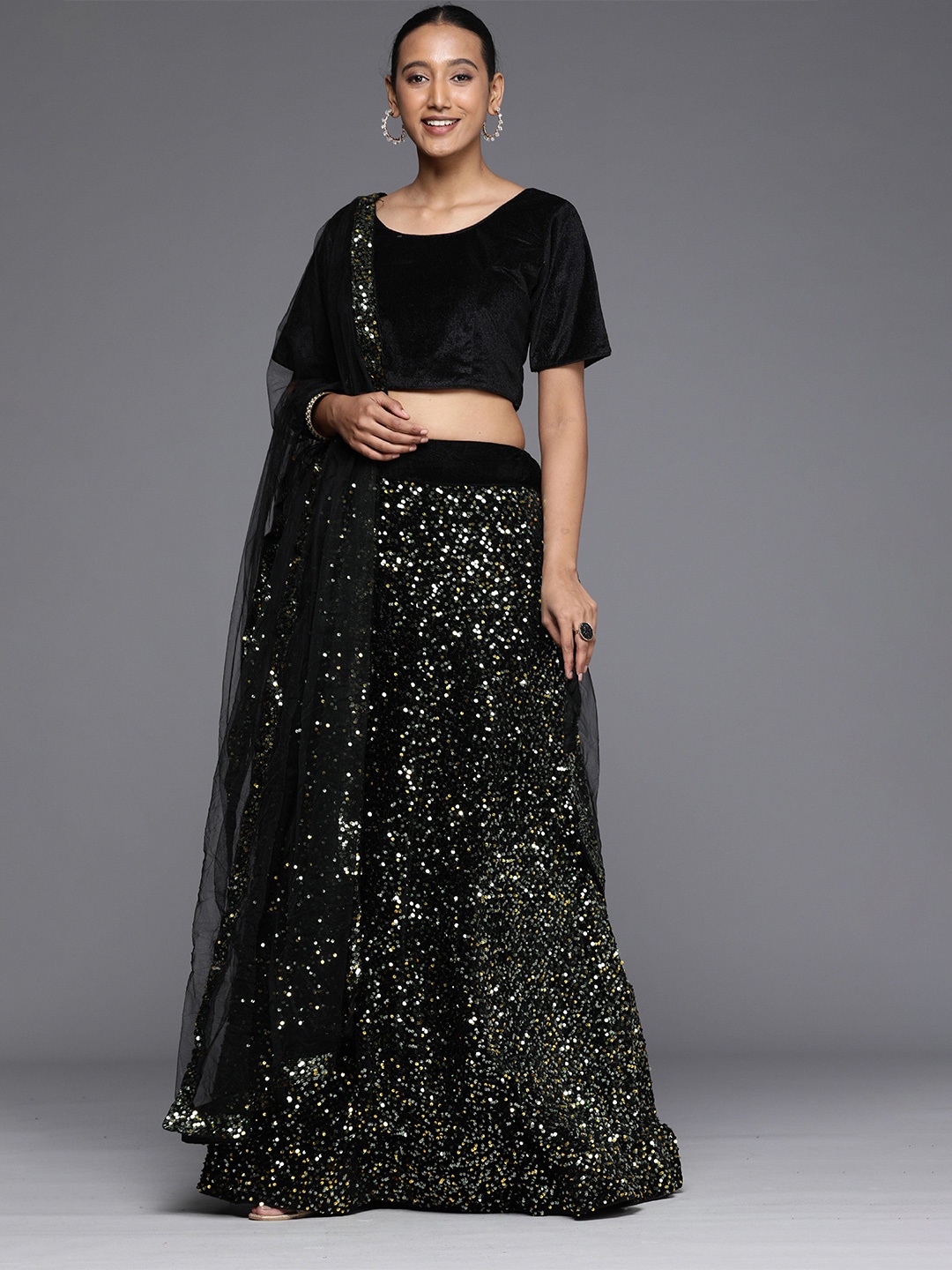 

Sangria Black Embellished Sequence Lehenga Choli