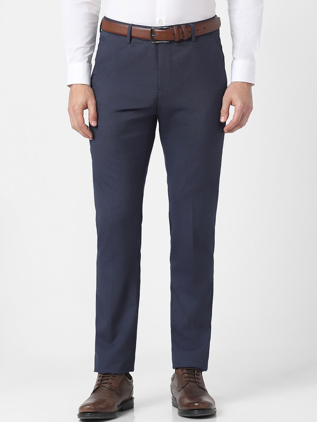 

Peter England Men Slim Fit Formal Trousers, Navy blue