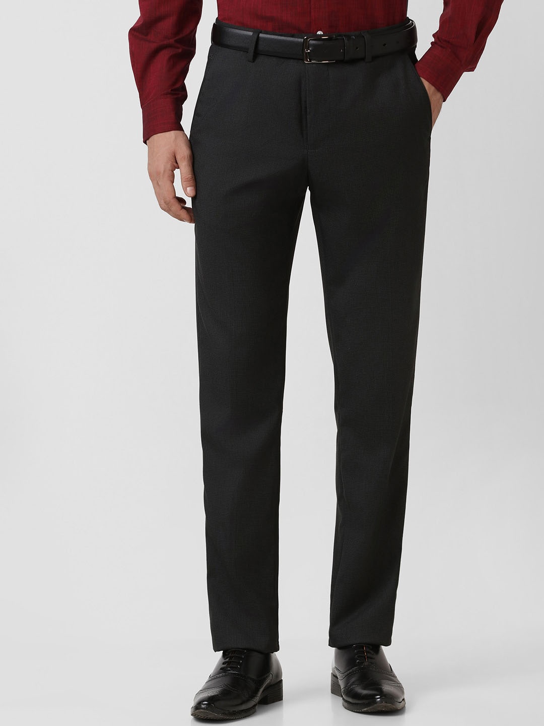 

Peter England Men Slim Fit Formal Trousers, Black