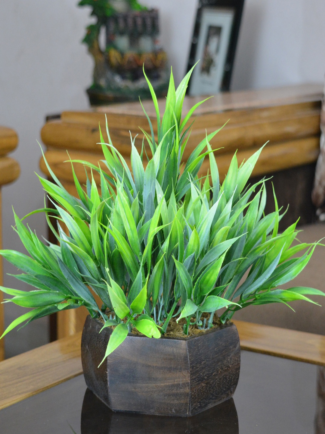 

fancy mart Artificial Bamboo leaves with Pot, Green