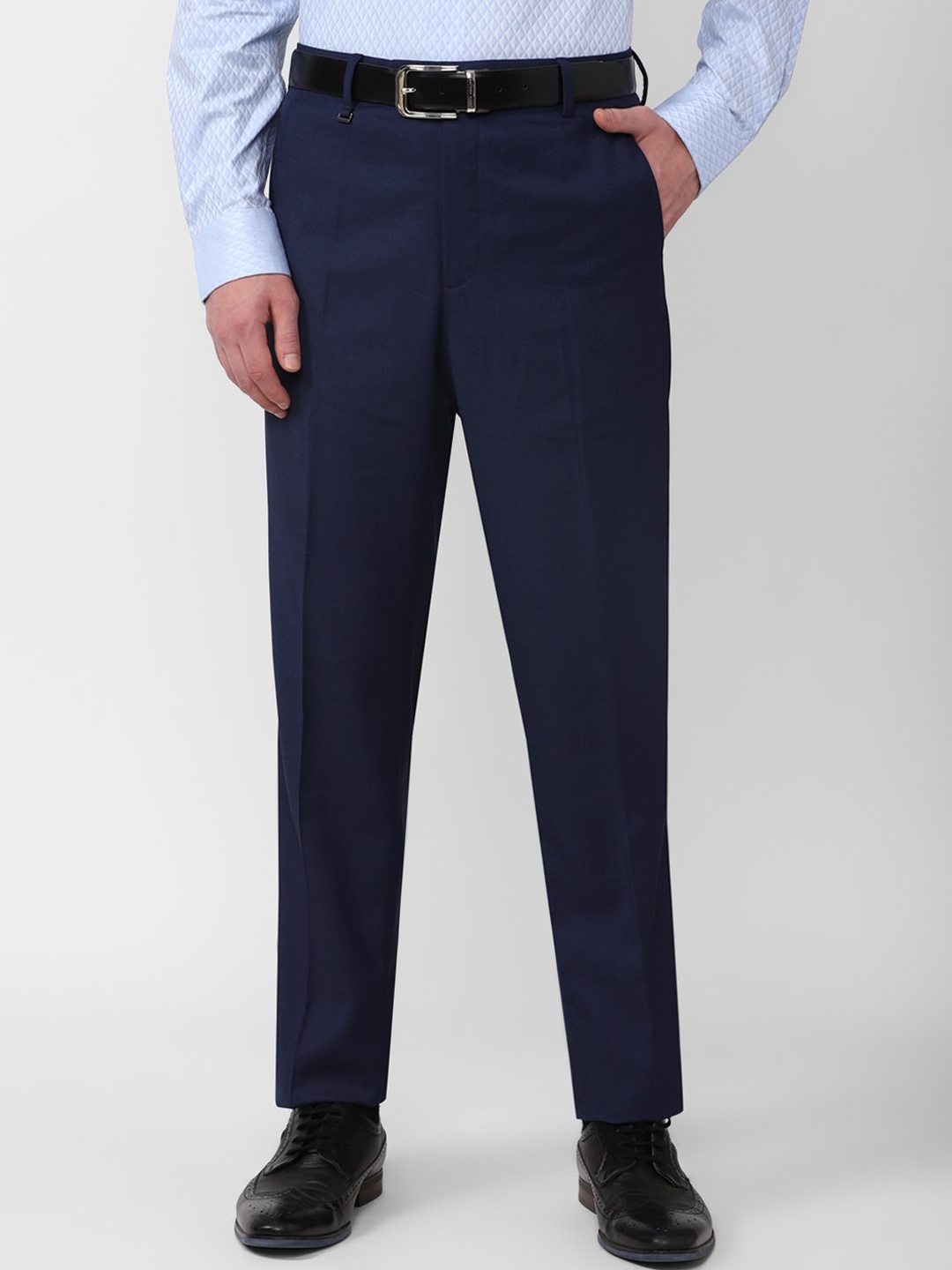 

Van Heusen Men Self design Formal Trousers, Navy blue