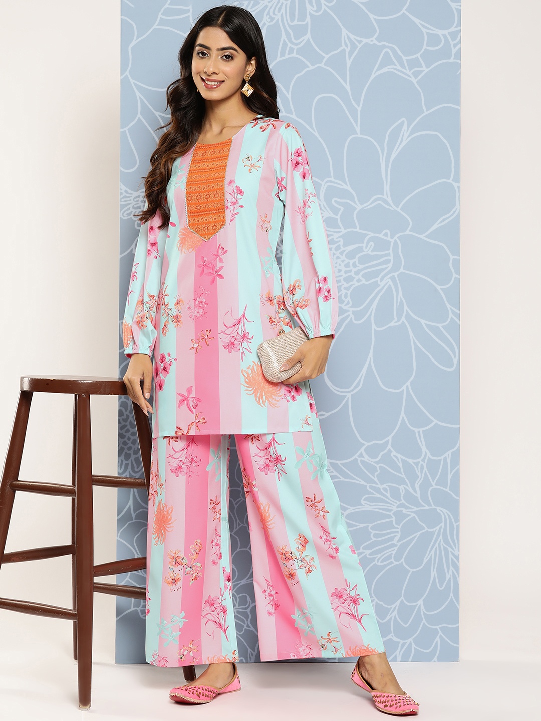 

Ahalyaa Striped Ethnic Co-Ords, Multi